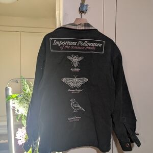 Black Corduroy Jacket with Nature Print